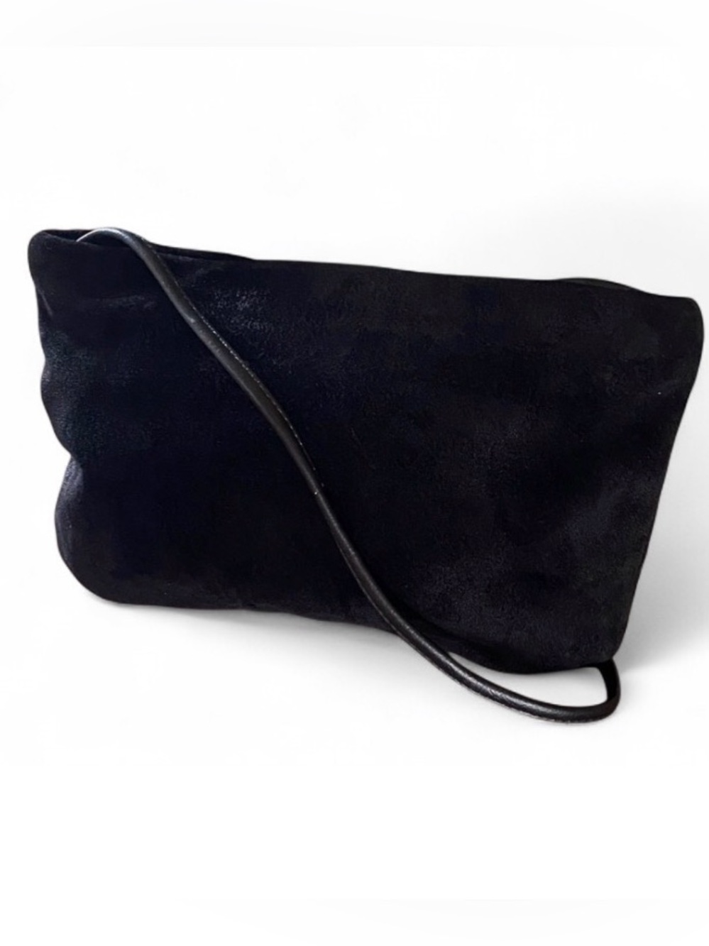 Black Suede Crossbody Clutch Bag, Minimalist Evening Shoulder Purse